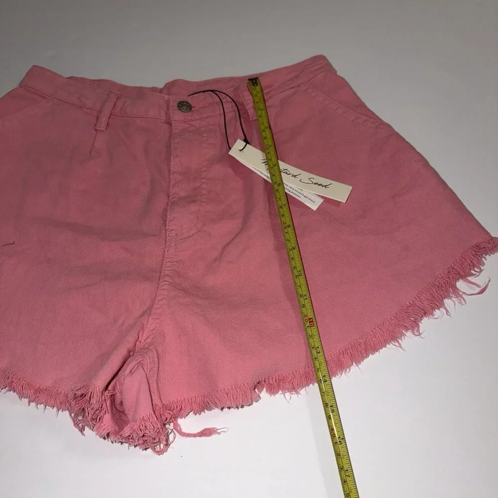 Mustard Seed Pink Shorts High Rise‎ Large Cutoff NEW Summer Festival Boho Beach